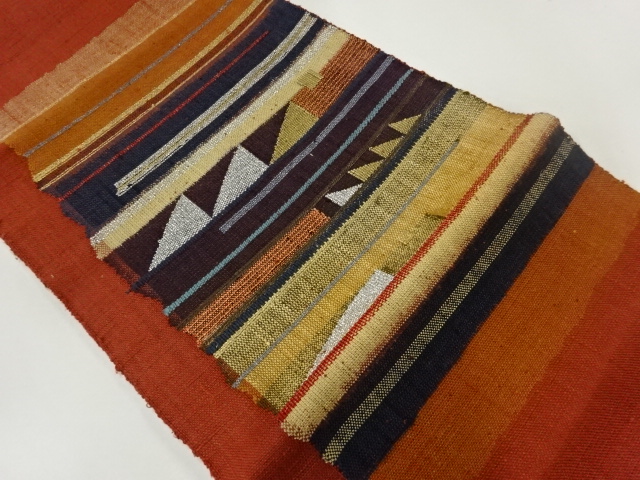 JAPANESE KIMONO / VINTAGE NAGOYA OBI / MAWATA TSUMUGI / WOVEN GEOMETRIC